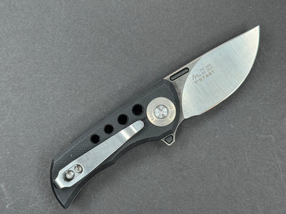 TWOSUN TS345 Folding, Liner Lock, D2, Satin/ Black Stonewash, Straight Back, Plain Edge, Full Grind, Handle: G10/Black, (NEW - OPEN BOX)