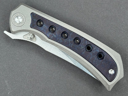TWOSUN TS400 Folding, Liner Lock, D2, Satin/ Stonewash, Trailing Point, Plain Edge, Full Grind, Handle: Titanium/Gray/ Blue, (NEW - OPEN BOX)