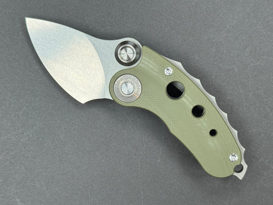 TWOSUN TS417 Folding, Liner Lock, D2, Stonewash, Drop Point, Plain Edge, Full-Flat Grind, Handle: G10/Green, (NEW - OPEN BOX)