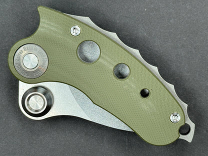TWOSUN TS417 Folding, Liner Lock, D2, Stonewash, Drop Point, Plain Edge, Full-Flat Grind, Handle: G10/Green, (NEW - OPEN BOX)