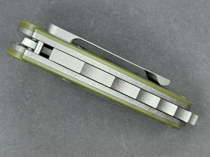 TWOSUN TS417 Folding, Liner Lock, D2, Stonewash, Drop Point, Plain Edge, Full-Flat Grind, Handle: G10/Green, (NEW - OPEN BOX)