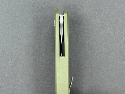 TWOSUN TS421 Folding, Liner Lock, D2, Stonewash, Sheepsfoot, Plain Edge, Flat Grind, Handle: G10/Green, (NEW - OPEN BOX)