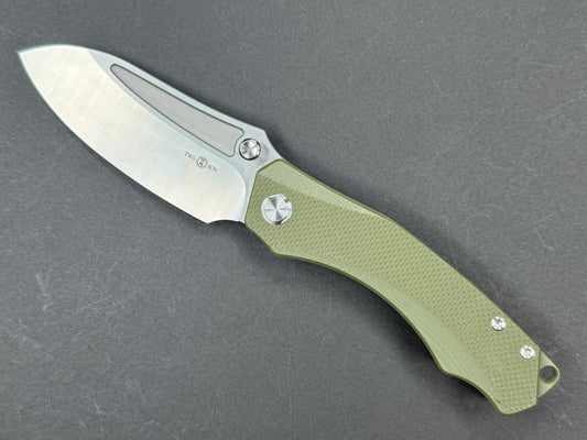 TWOSUN TS425 Folding, Liner Lock, K110, Satin, Drop Point, Plain Edge, Flat Grind, Handle: G10/Green, (NEW - OPEN BOX)