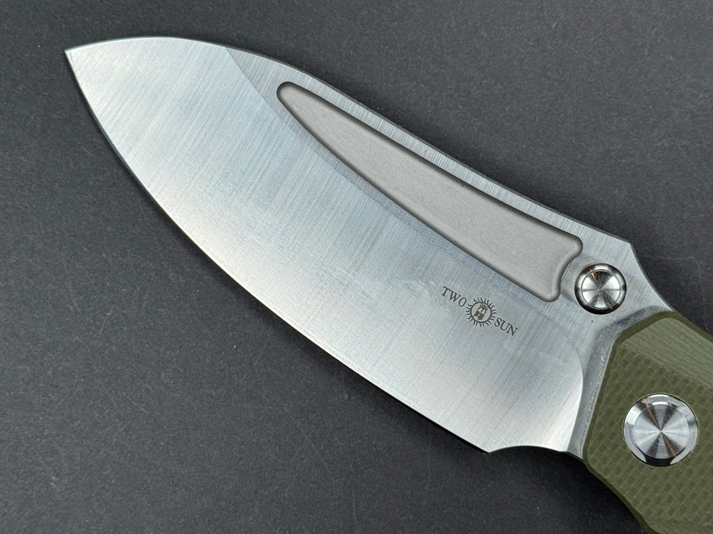TWOSUN TS425 Folding, Liner Lock, K110, Satin, Drop Point, Plain Edge, Flat Grind, Handle: G10/Green, (NEW - OPEN BOX)