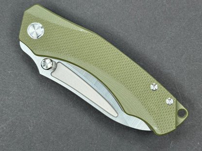 TWOSUN TS425 Folding, Liner Lock, K110, Satin, Drop Point, Plain Edge, Flat Grind, Handle: G10/Green, (NEW - OPEN BOX)