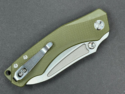 TWOSUN TS425 Folding, Liner Lock, K110, Satin, Drop Point, Plain Edge, Flat Grind, Handle: G10/Green, (NEW - OPEN BOX)