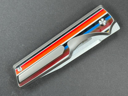 TWOSUN TS436 Folding, Liner Lock, K110, Satin, Tanto, Plain Edge, Compound Bevel, Handle: Tittanium/ G10/Multi-color, (NEW - OPEN BOX)