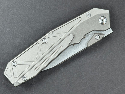 TWOSUN TS452 Folding, Liner Lock, 14C28N, Stonewash, Spear Point, Plain Edge, Full Grind, Handle: Titanium/Gray, (NEW - OPEN BOX)