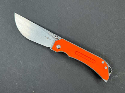 TWOSUN TS472 Folding, Liner Lock, 14C28N, Stonewash, Straight Back, Plain Edge, Full Grind, Handle: Titanium/ G10/Gray/ Orange, (NEW - OPEN BOX)