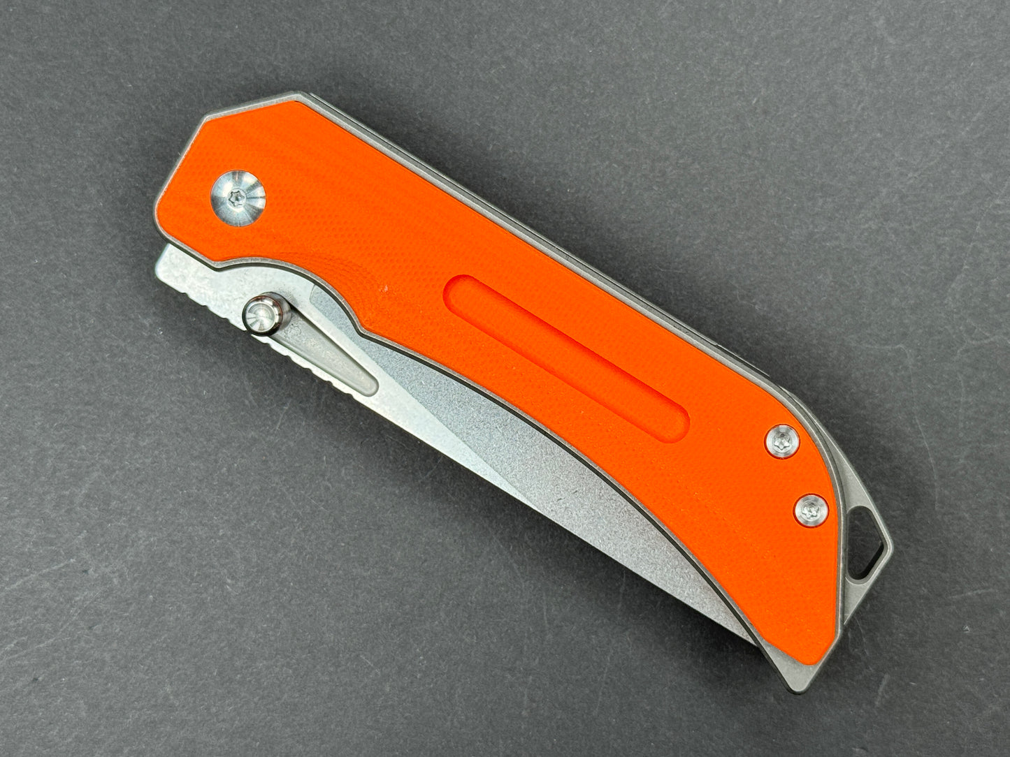 TWOSUN TS472 Folding, Liner Lock, 14C28N, Stonewash, Straight Back, Plain Edge, Full Grind, Handle: Titanium/ G10/Gray/ Orange, (NEW - OPEN BOX)