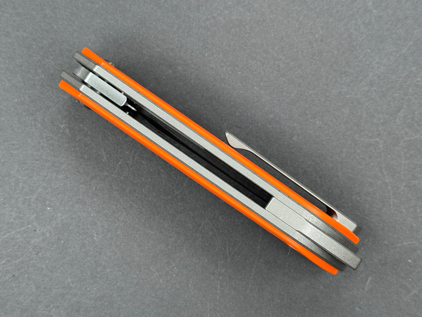 TWOSUN TS472 Folding, Liner Lock, 14C28N, Stonewash, Straight Back, Plain Edge, Full Grind, Handle: Titanium/ G10/Gray/ Orange, (NEW - OPEN BOX)