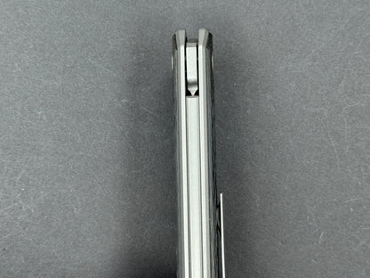 TWOSUN TS474 Folding, Frame Lock, M398, Stonewash, Sheepsfoot, Plain Edge, High Flat Grind, Handle: Titanium/ Carbon Fiber/Gray/ Black, (NEW - OPEN BOX)