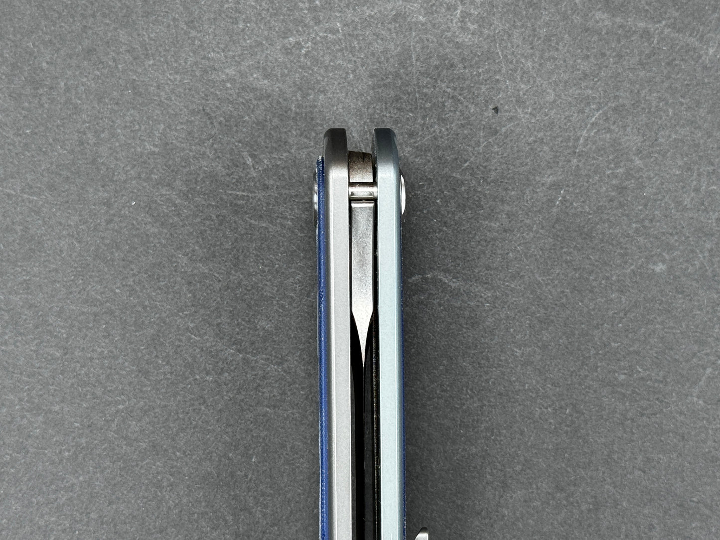 TWOSUN TS171 Folding, Frame Lock , D2, Stonewash, Clip Point, Plain Edge, High Flat Grind, Handle: Titanium/ Micarta/Blue, (NEW - OPEN BOX)
