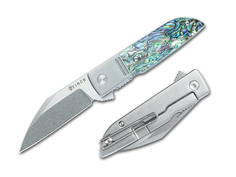 Finch Geneva Spur with stag/abalone scale 154CM blade