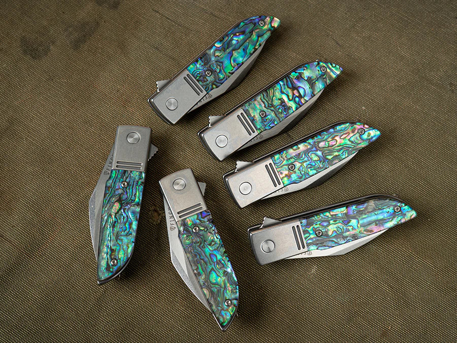 Finch Geneva Spur with stag/abalone scale 154CM blade