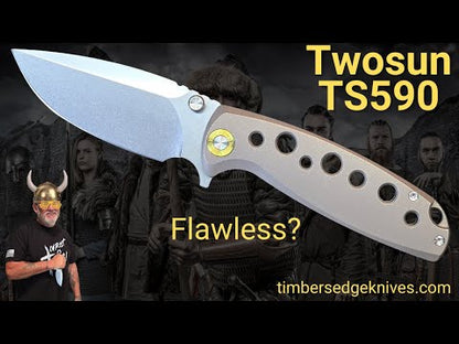 TwoSun TS590 Gray Titanium Handle Stonewash 14C28N (NEW)