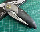 TWOSUN TS407 TITANIUM/CARBON FIBER HANDLE YJ01-V1 PLAIN EDGE