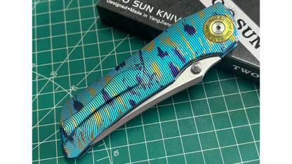 TwoSun TS622 Splashed Ink Titanium Handle YJ01-V2 Blade