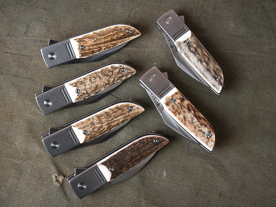 Finch Geneva Spur with stag/abalone scale 154CM blade